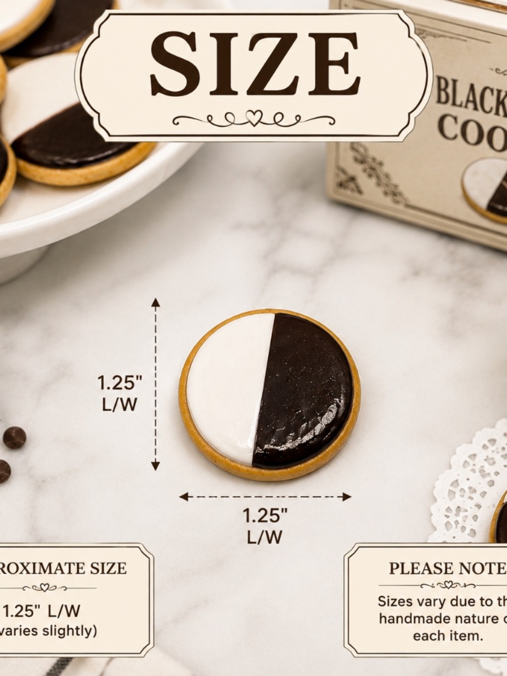 Black & White Cookie Keychain or Bag Clip | Handmade Polymer Clay Dessert Charm - Picture 3 of 9